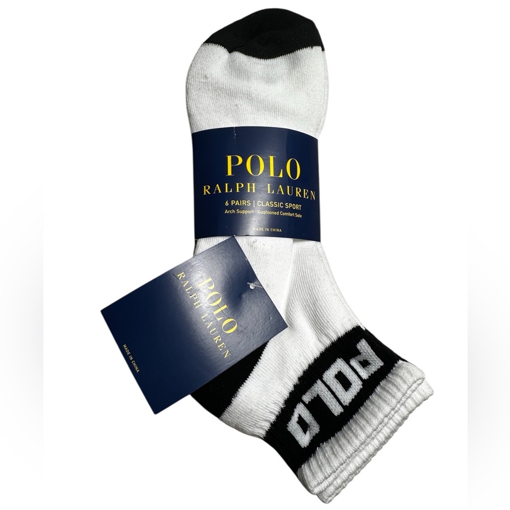 POLO RALPH LAUREN MEN’S 6 PAIR CLASSIC SPORT QUARTER SOCKS.NWT.MSRP$29.00